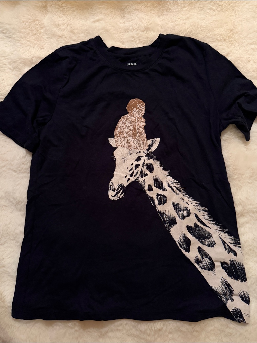 Women’s Navy Giraffe Graphic Tee